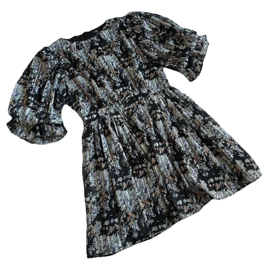 Lulu’s Dark Coquette Floral Print Skater Mini Dress-M-Black Flirty Whimsigoth